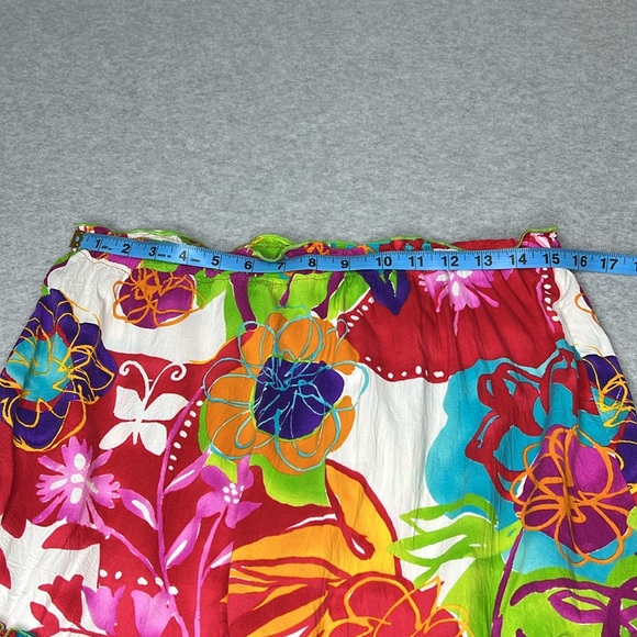 Jams World Voile Colorful Floral Hawaiian Print Ruffled Tiered Skirt Size Large - Picture 3 of 10